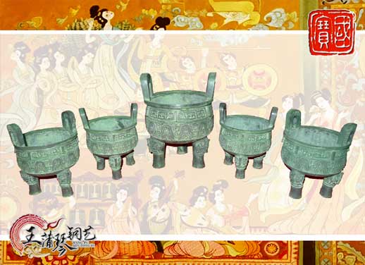 銅鼎，銅五鼎，中國鼎，佛像用鼎